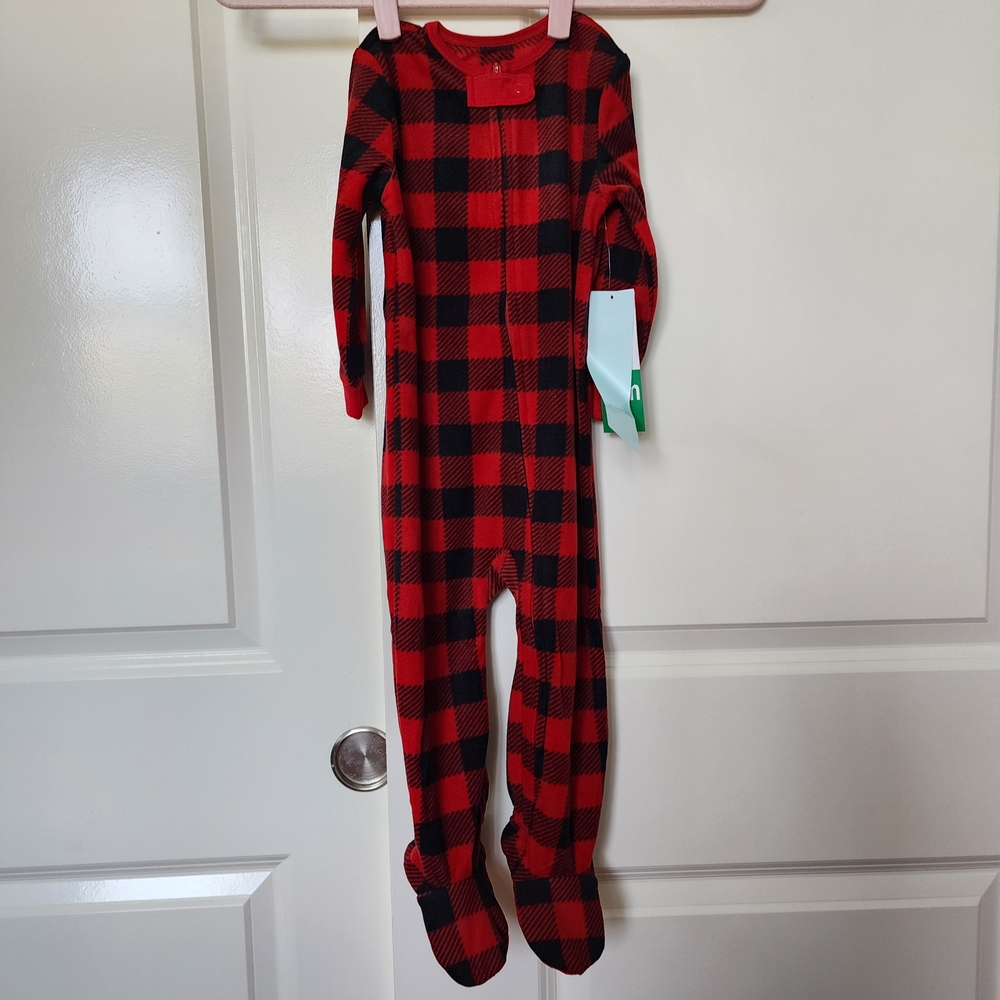 Eddie Bauer Kids Plaid Red and Black Footie